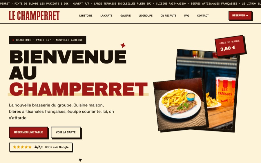 Site de la brasserie Le Champerret
